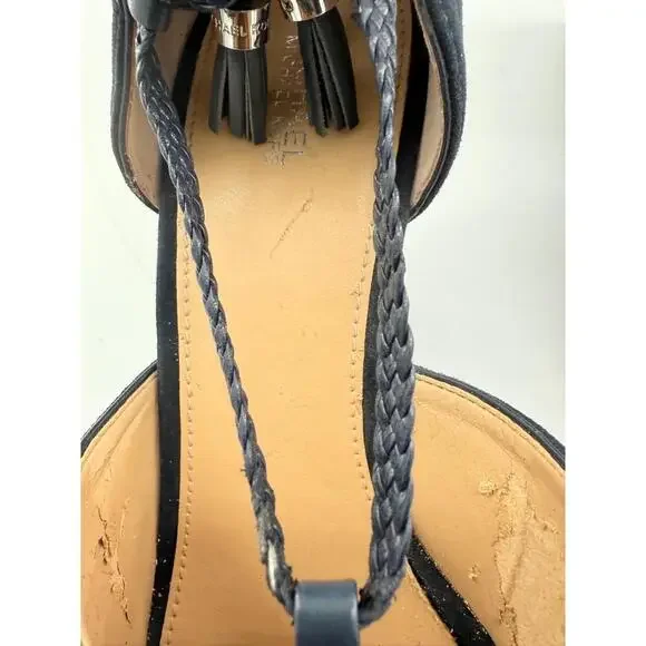 Michael Kors Wedges Womens 11M Navy Suede Ankel Wrap Lace Up Open Toe Braided - Picture 10 of 16